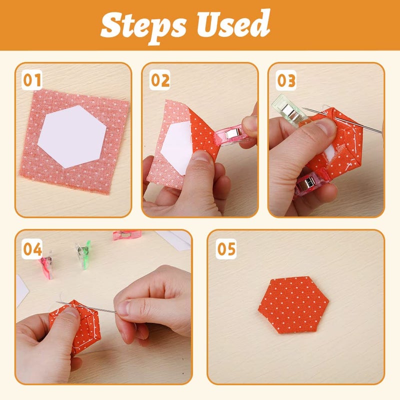 TLKKUE 600 Pieces Paper Piecing Hexagon Paper Piecing Template 6 Sizes White Paper Piecing Quilting Template Hexagon Shape for Quilting, Sewing, Craft Ideas DIY - Image 5
